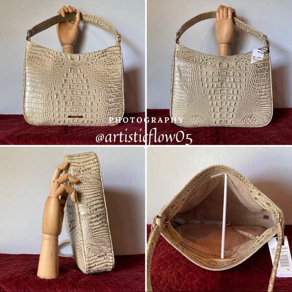 RARE Brahmin Leather Silver Birch Noelle Satchel - Picture 7 of 8